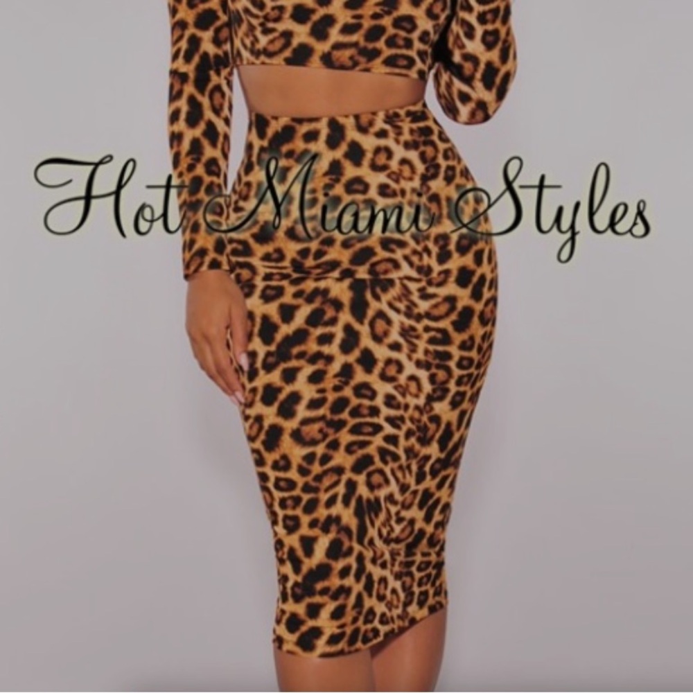 Hot Miami Styles Leopard Print Skirt